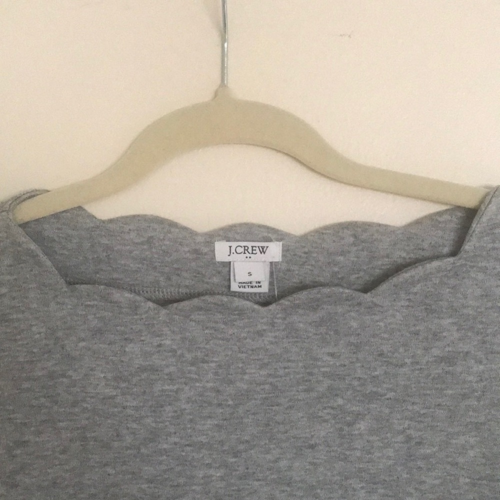 J Crew Scalloped Collar Grey Blouse, Small - Picture 4 of 7
